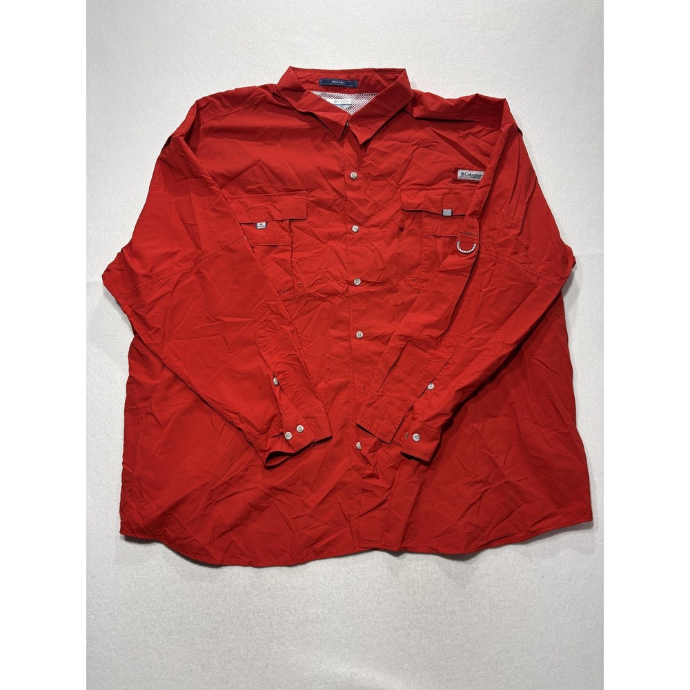 Columbia PFG Bahama Mens Big 5X Red Long Sleeve Vented‎ Fishing Shirt FS7048